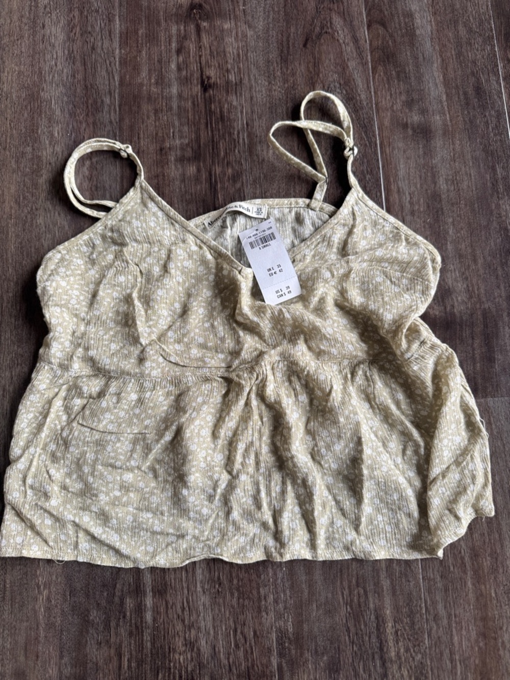 Abercrombie & Fitch Olive Floral Spaghetti-Strap Cami